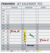 Datumsstreifen 1-31 selbstklebend für JETKALENDER JK703