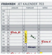 Datumsstreifen 1-31 selbstklebend für JETKALENDER JK703