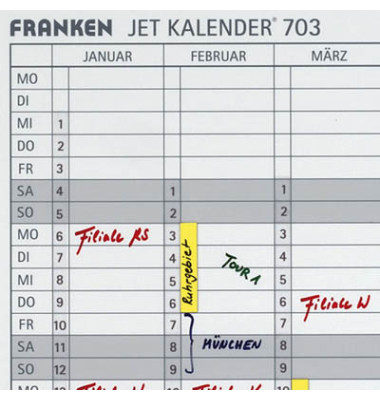 Datumsstreifen 1-31 selbstklebend für JETKALENDER JK703