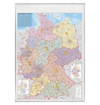 Postleitzahlenkarte Deutschland 1:750000 98x138cm pinnbar