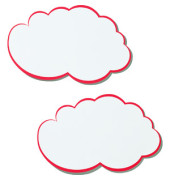 Moderationskarte Wolken mit rotem Rand weiß 37x62cm