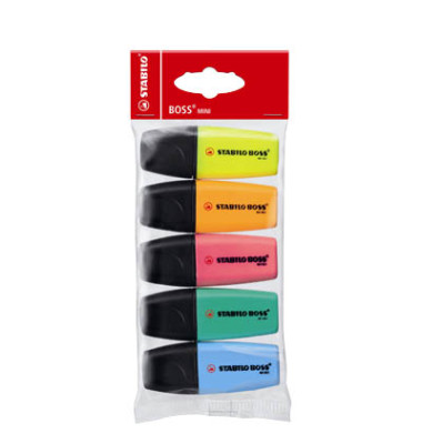 Textmarker-Set MINIpop, 07/5-11, Etui, 5-farbig sortiert, 2-5mm Keilspitze