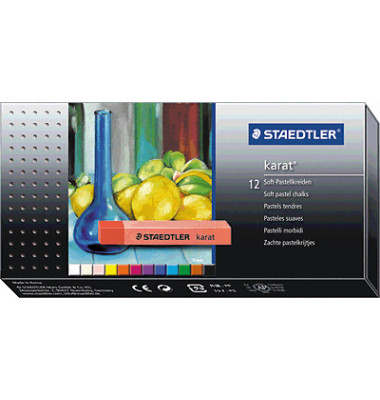 Pastellkreide karat&reg;, 2430 C12, Kartonetui mit 12 Farben: 0/10/20/24/2/31/37/42//58/6/74/, rund, 10x70mm (&Oslash;xL)