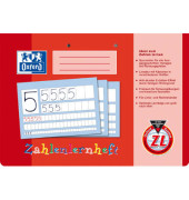 Zahlenlernheft 100050304, Lineatur ZL / kariert, A4 quer, 90g, rot, 16 Blatt / 32 Seiten