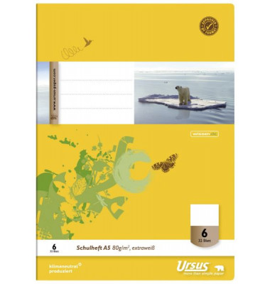 Schulheft 040532006 Style, Lineatur 6 / blanko / keine, A5, 80g, gelb, 32 Blatt / 64 Seiten