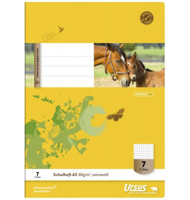 Schulheft 040532007 Style, Lineatur 7 / kariert / keine, A5, 80g, gelb, 32 Blatt / 64 Seiten
