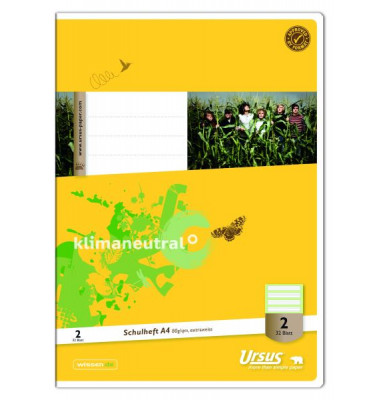 Schulheft 040432002 Style, Lineatur 2 / liniert, A4, 80g, gelb, 32 Blatt / 64 Seiten