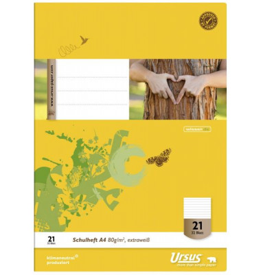 Schulheft 040432021 Style, Lineatur 21 / liniert, A4, 80g, gelb, 32 Blatt / 64 Seiten
