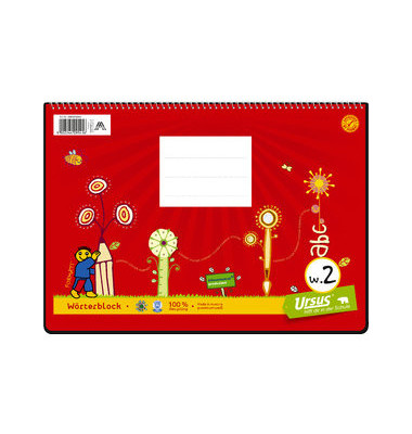 Wörterheft 066553052, liniert 9 / 9 / 9 mm + 6 / 6 / 6 mm / Lineatur W2, A4 quer, 80g