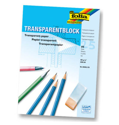 Transparentpapierblock 80g A4 25 Blatt