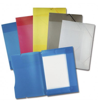 Eckspannmappe 6999, A3 sortiert-transparent Kunststoff, mit 3 Einschlagklappen