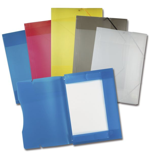 5 Stück Folia Eckspannmappe 6999, A3 sortiert-transparent Kunststoff, mit 3 Einschlagklappen 4001868969993 Folia