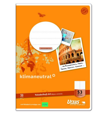 Vokabelheft 040424053 Style, Lineatur 53 / liniert / keine, A4, 80g, orange, 24 Blatt / 48 Seiten