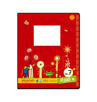 W&ouml;rterheft 061551057, Lineatur W7 / Lineatur W7, Quart, 80g, rot, 40 Blatt / 80 Seiten
