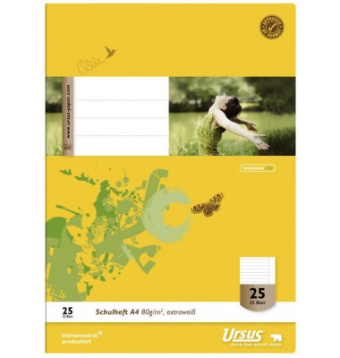 Schulheft 040432025 Style, Lineatur 25 / liniert, A4, 80g, gelb, 32 Blatt / 64 Seiten