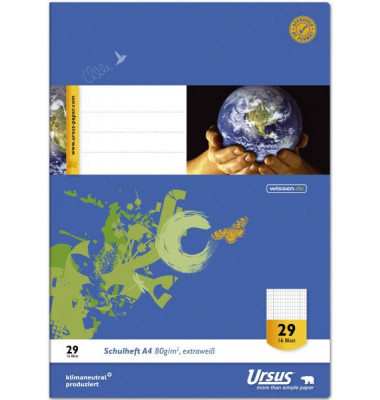 Schulheft 040416029 Style, Lineatur 29 / kariert, A4, 80g, blau, 16 Blatt / 32 Seiten