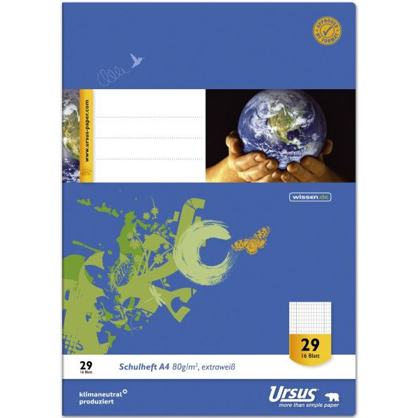 2 Stück Staufen Schulheft 040416029 Style, Lineatur 29 / kariert mit Rand innen/außen / keine, A4, 80g, blau, 16 Blatt / 32 Seiten 9002244565377