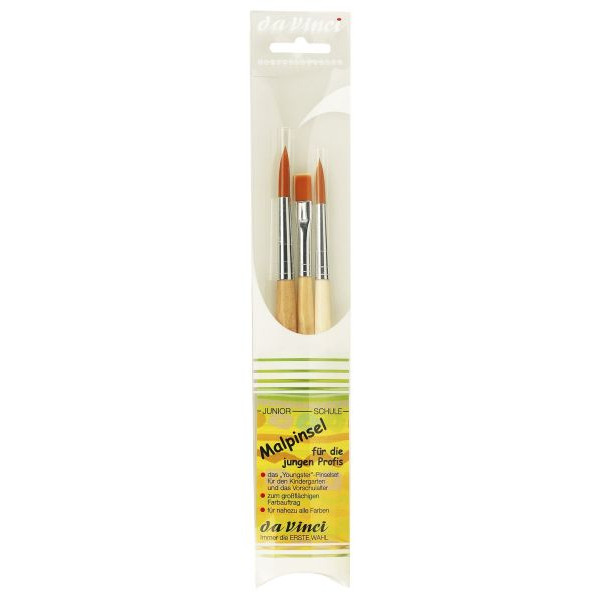 Davinci Pinselset Junior Pinsel-Set, GH4234, Größen sortiert, 1x flache & 2x runde Spitze 4017505980252 Davinci 3 Stück