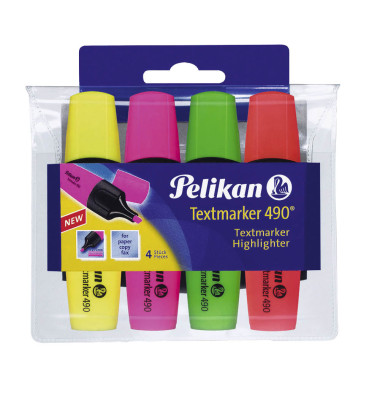 Textmarker-Set 490, 814058, Etui, 4-farbig sortiert, 2-5mm Keilspitze