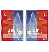 Collegeblock 40032A 2 in 1, Muster, Lineatur 27 + Lineatur 28 / liniert+kariert mit Rand innen/au&szlig;en, A4, 60g, orange, 80 Blatt