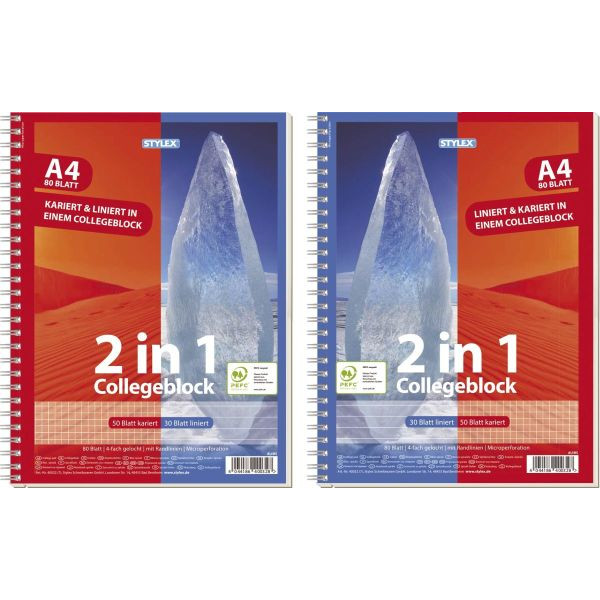 4044186400328 - Collegeblock 40032A 2 in 1 Muster Lineatur 27 + Lineatur 28 liniert+kariert mit Rand innen außen A4 60g orange 80 Blatt 4044186400328 - Collegeblock 40032A 2 in 1 Muster Lineatur 27 + Lineatur 28 liniert+kariert mit Rand innen außen A4 60g orange 80 Blatt