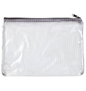 Reißverschlusstasche Mesh Bag PVC A6 190x155mm farblos/schwarz