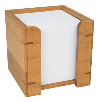 Zettelbox 61 707, Bambus, 10,3x10,3x10,5cm, holz, Holz, inkl.: 900 Notizzettel