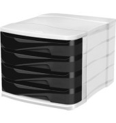 Schubladenbox Ellypse 1003940161 weiß/schwarz 4 Schubladen geschlossen