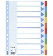 Kartonregister 100193, 10-teilig blanko, A4, 160 g/m&sup2;, farbige Taben, 10-teilig