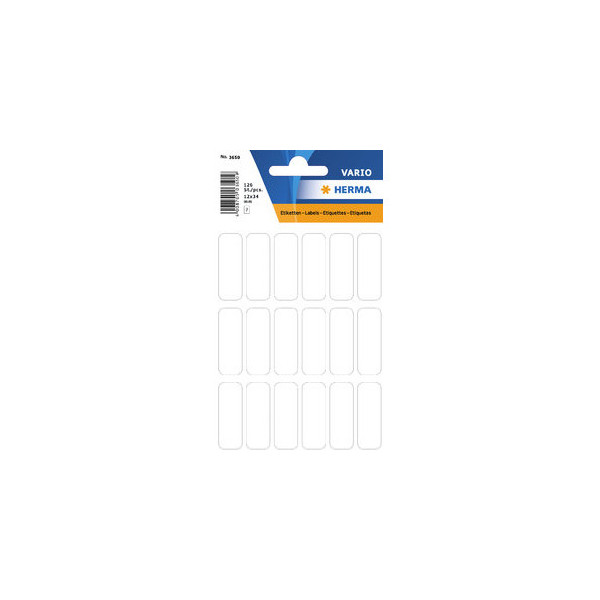 10 Stück Herma Etiketten VARIO 3650, weiß 12x34mm, rechteckig,  4008705036504 Herma 126 Stück