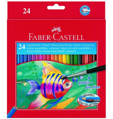 Aquarell-Buntstifte 1144 24-farbig sortiert 6 x 175mm mit Pinsel