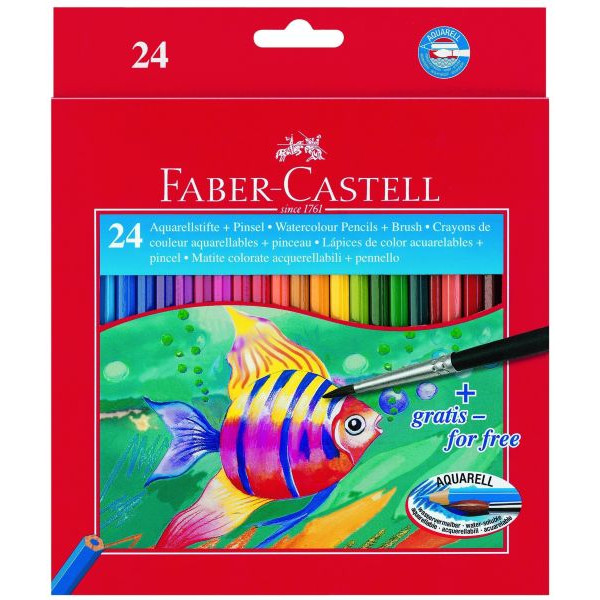 6 Stück Faber-Castell Aquarellstifte-Set KINDER-AQUARELL, 114425, farbig sortiert, sechskant, Packung 4005401144250 Faber-Castell 24 Stück