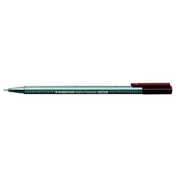 10 Stück Staedtler Fineliner triplus 334, 334-76, silber (Schreibfarbe: van-Dyck-braun), 0,3mm 4007817334379 Staedtler
