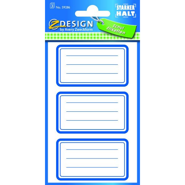 10 Stück AVERY Zweckform Buchschild blauer Rand 4004182592861 AVERY Zweckform 9 Stück