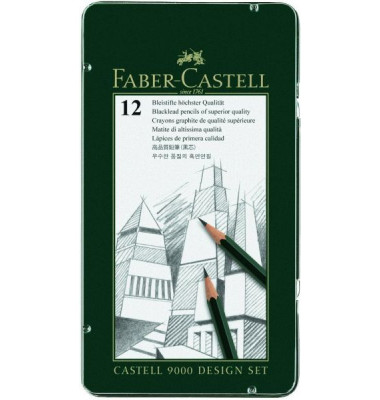 Bleistift-Set Castell 9000, 119064, 12x dunkelgrün, k.A., 5B,4B,3B,2B,B,HB,F,H,2H,3H,4H,5H Bleistift-Set Castell 9000, 119064, 12x dunkelgrün, k.A., 5B,4B,3B,2B,B,HB,F,H,2H,3H,4H,5H
