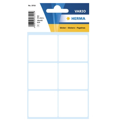 Etiketten VARIO 3753, wei&szlig;, 36x40mm, rechteckig