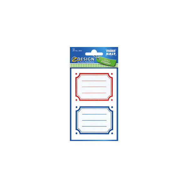 10 Stück AVERY Zweckform Buchschild rot blauer Rand 4004182030264 Zweckform 6 Stück