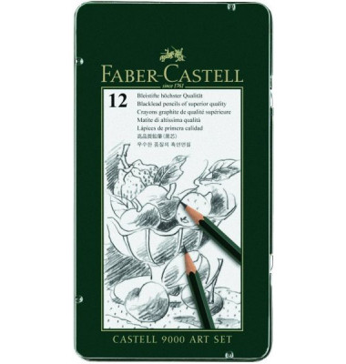 Bleistift-Set Castell 9000 Art Set, 119065, 12x grün, k.A., B;H;HB;2H,2BF,3B,4B,5B,6B,7B,8B