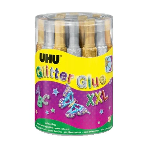 24 Stück UHU Glitterkleber 39021 YOUNG CREATIV, 24x 20ml, permanent 0000040267760 UHU 20 Milliliter