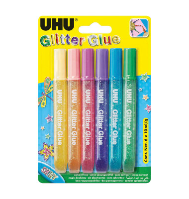 Glitterglue 6 Tuben 10ml Shiny