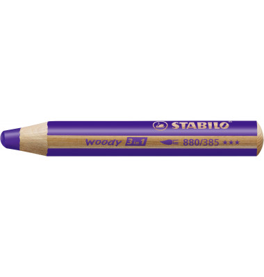 Buntstifte STABILO woody 3 in 1, 880/385, violett, rund, jumbo