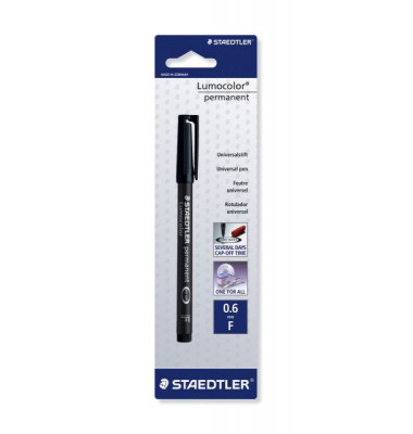 Folienstift Lumocolor, 318-9 BKDA, schwarz, 0,6mm, Rundspitze, nachf&uuml;llbar