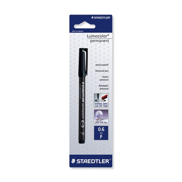 10 Stück Staedtler Folienstift Lumocolor, 318-9 BKDA, schwarz, 0,6mm, Rundspitze, nachfüllbar 4007817318478 Staedtler
