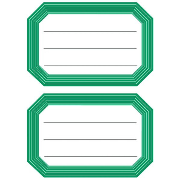 4008705057165 - 10 x HERMA Buchetiketten 82x55mm grüner Rand liniert VE=6 Blatt