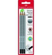 Bleistift-Set GRIP 2001, 117298, Härte HB, silbergrau, mit Radiergummi