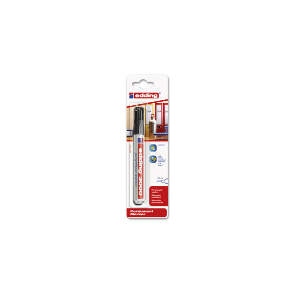 Edding Permanentmarker, 4-3000-1-4001, Blister, schwarz, 1,5-3mm Rundspitze 4004764100798 Edding