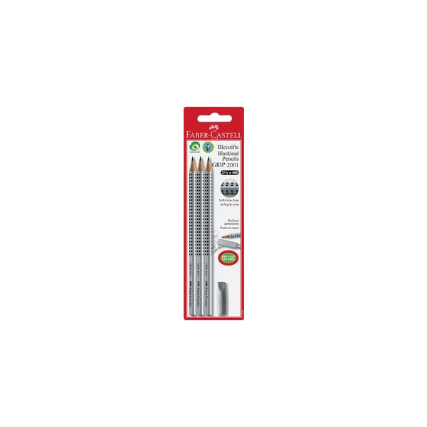 10 Stück Faber-Castell Schreibgeräteset GRIP 2001, 117197, silbergrau, HB 4005401171973 Faber-Castell 3 Stück