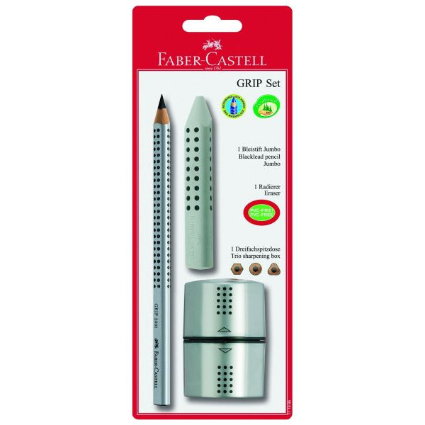 4005401119968 - Bleistift-Set GRIP Set 111996 Härte B 45mm silbergrau 4005401119968 Faber-Castell