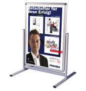 Kundenstopper Outdoor BS1302, A1, Metallr&uuml;ckwand, mit Klapprahmen, wetterfest, silber