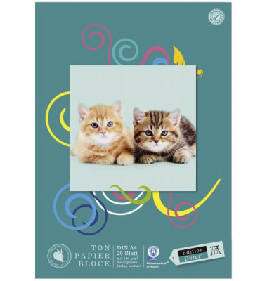 Tonpapierblock A4 sortiert 20 Blatt
